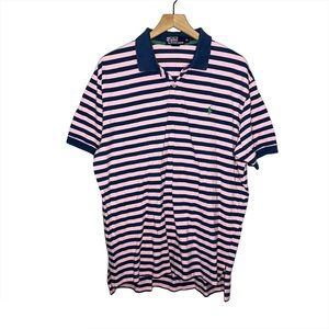 Polo Ralph Lauren Short Sleeve Striped Polo Shirt in Pink/Blue XL
